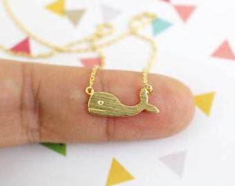 Dainty Necklace, Gold Whale Necklace,Whale Charm Necklace, Tiny Whale Necklace, Bridesmaid Gift, Birthday Gift,5059
