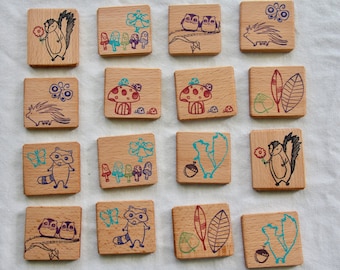 woodland memory game - natural wood toy