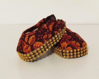 Rusty Leaves with Gold Bling Sling Back Shoes made to fit 18 inch American Girl Doll Clothes