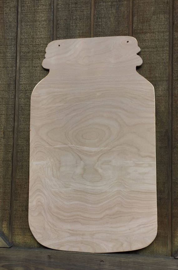 Unfinished Mason Jar Wood Cutout
