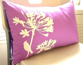 Limited Time Sale Lavender Cardinal on Agapanthus Rectangle Pillow