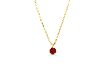 Ruby Necklace / Ruby solitaire necklace / Ruby bezel / Dainty Ruby Necklace / July Birthstone Gift / Graduation Gift