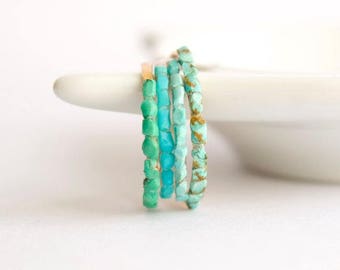 Tiny Turquoise Ring. Small Turquoise Ring. Genuine Turquoise Ring. Raw Turquoise Ring. Blue Turquoise Ring.