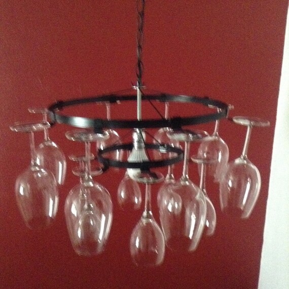 2 Tier 21 Wine Glass Chandelier Rack Pendant Style