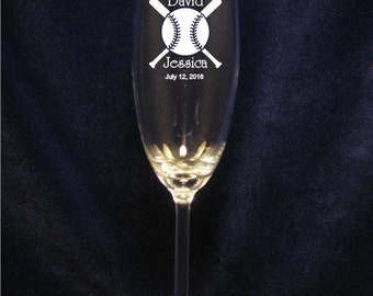 Baseball/Softball Wedding Toasting Flute - Set of 2
