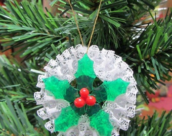 Beaded and Lace Christmas Ornament