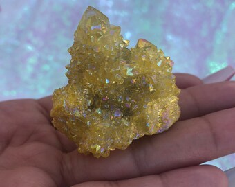 Yellow Aura Spirit Quartz Cluster
