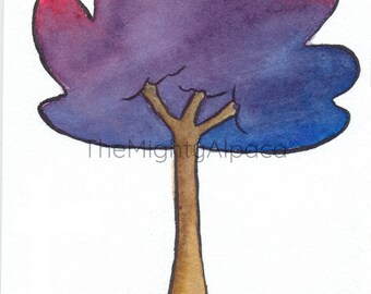Original watercolor "Tree of the Night"; Illustrations for children