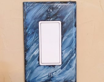 Rocker Switchplate, Switchplate, Painted Switchplate, Blue Decor, Home Decor