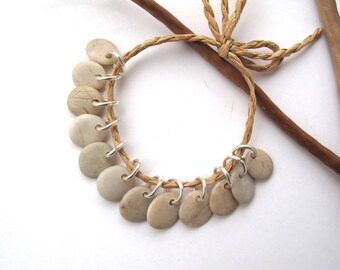 Rock Beads Small Mediterranean Natural Stone River Stone Jewelry Supplies Pairs BEIGE CHARMS 11-12 mm