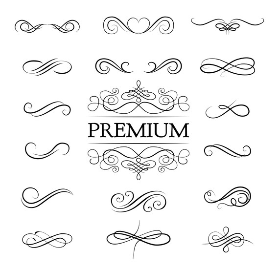 Download Swirl calligraphic set SVG Premium Vector ornament design