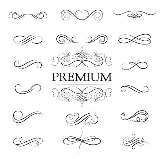 Download Swirl calligraphic set SVG Premium Vector ornament design