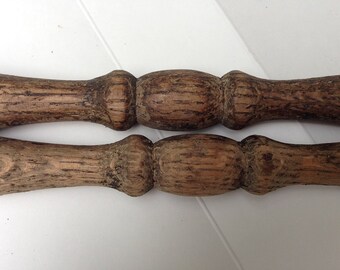 Reduced 2 Antique OAK Chair SPINDLES ~ Craft Material ~ Resize ~ Gorgeous Primitive Aged Wood ~