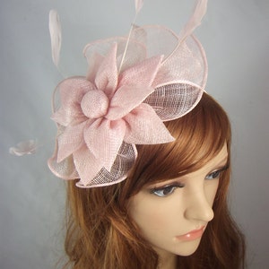 Pale Pink Sinamay Corsage & Ruffle Fascinator - Occasion Wedding Races