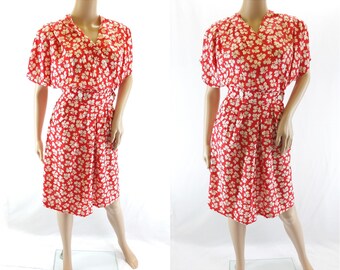 Vintage 1990s Red & White Culottes Playsuit Jumpsuit - Size 12/14 UK (8/10 US)