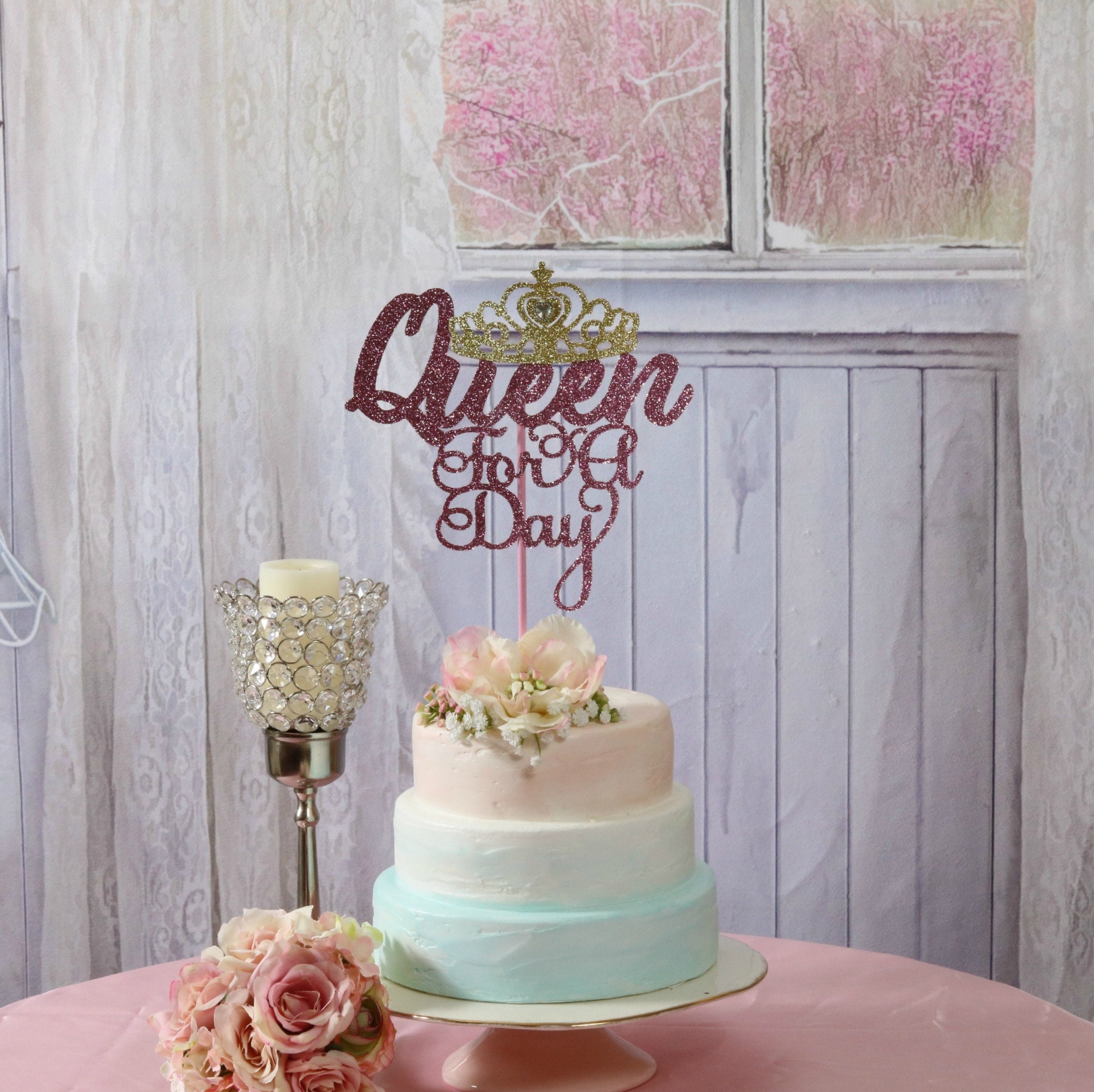 Queen Party, Cake Topper, ANY COLORS, Queen For A Day, Queen