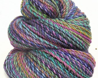 Handspun handdyed yarn Merino wool and tencel