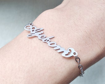 Custom Name Bracelet,Personalized Name Bracelet,Dainty Name Chain Bracelet,Her Name His Name Family Name,Bridesmaid Jewelry,Christmas Gift