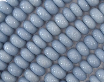 10mm blue angelite rondelle beads 15.5" strand 40530
