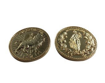 John Wick Coin Gold Token Movie Costume Prop Replica Krugerrand Cosplay Jon Krugerand 2 Sides Sided Lion Assassin Gift High Quality