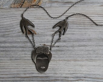 Frida Kahlo Sterling Silver Necklace - One-Of-A-Kind