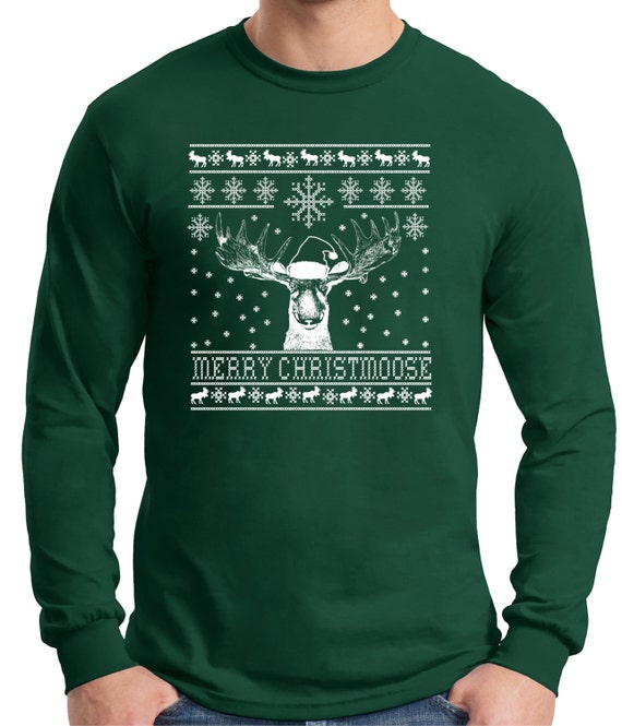 Long sleeve Christmas T-shirt Shirt Moose Ugly Sweater design