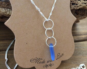 Dainty Blue Sea Glass Necklace, Blue Sea Glass Necklace, Bridal Jewelry, Bridesmaid Gift, Gifts for Her, Beach Wedding Jewelry, Beach Glass