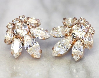 Bridal Earrings,Swarovski Crystal Earrings,Cluster Earrings,Bridesmaids Swarovski Earrings,Bridal Rose Gold Earrings,Bridal Swarovski Studs