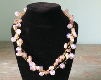 Pink and Gold Three-Strand Necklace