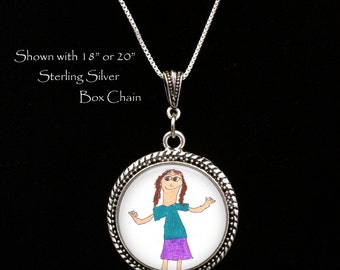 LARGE Child's Artwork Necklace - Children's Artwork Pendant Necklace - Your Child's Art ,Children's art - kid's artwork made into a necklace
