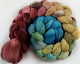 Plum Honey 2 merino wool top for spinning and felting - 4.1 ounces