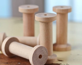 Large Wooden Spools - set of 8 - Natural Wood Thread Spools Crafts. Gifts