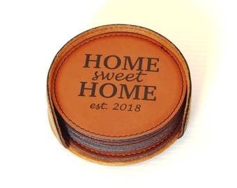 Wedding Gift for Family - Gifts for Housewarming Personalized - Home Sweet Home Coasters - New Home Gift, CAS21