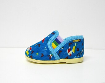 LETTERS & NUMBERS 80s blue corduroy baby slip-on shoes