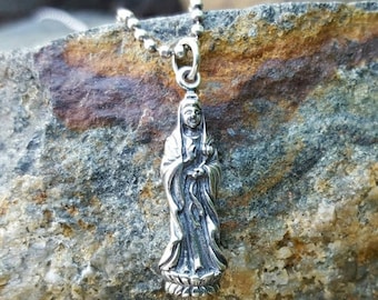 ON SALE TODAY Quan Yin Necklace Charm - Female Buddha on Lotus Flower - Goddess of Compassion - Kwan Yin - Avalokitasvara Bodhisattva Discon