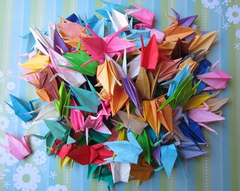 50 Multicolored Japanese Origami Cranes Paper Cranes Origami Paper Cranes