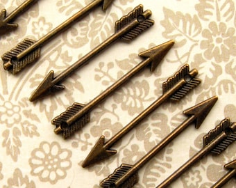 Bronze Arrow Charms - Set of 10 - Small Antique Bronze Finish Arrow Pendants, 29mm Bronze Arrow Charms, Lead-Free, Nickle-Free (BC0014)