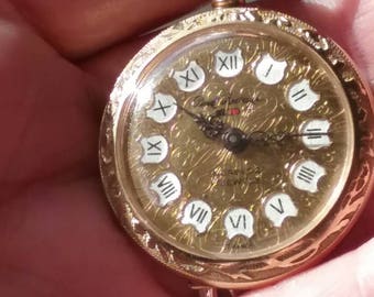 Antique Watch, Pendant Watch, Repousse Pendant,Gold Watch