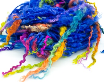 Extreme Tailspun Yarn/ Rainbow Tailspun Yarn/ Handspun Art Yarn/ Handspun Yarn/ Wool Locks/ Wensleydale Locks