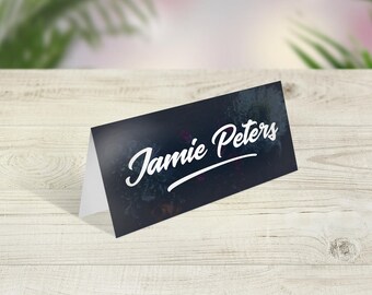 Navy Wedding Place Cards, Floral Wedding Place Names, Boho Place Names, Boho Table Decor, Hipster Name Cards, Urban Wedding, Industrial Look