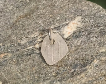 Sea glass jewelry- White sea glass charm