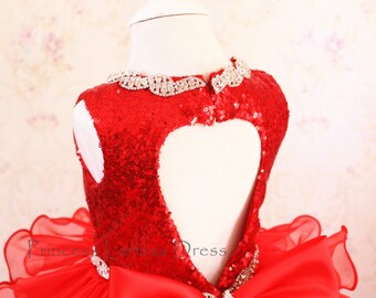 Red Pageant Dress glitz, Easter Dress, Toddler Event Dress, Baby Birthday Dress, PD116