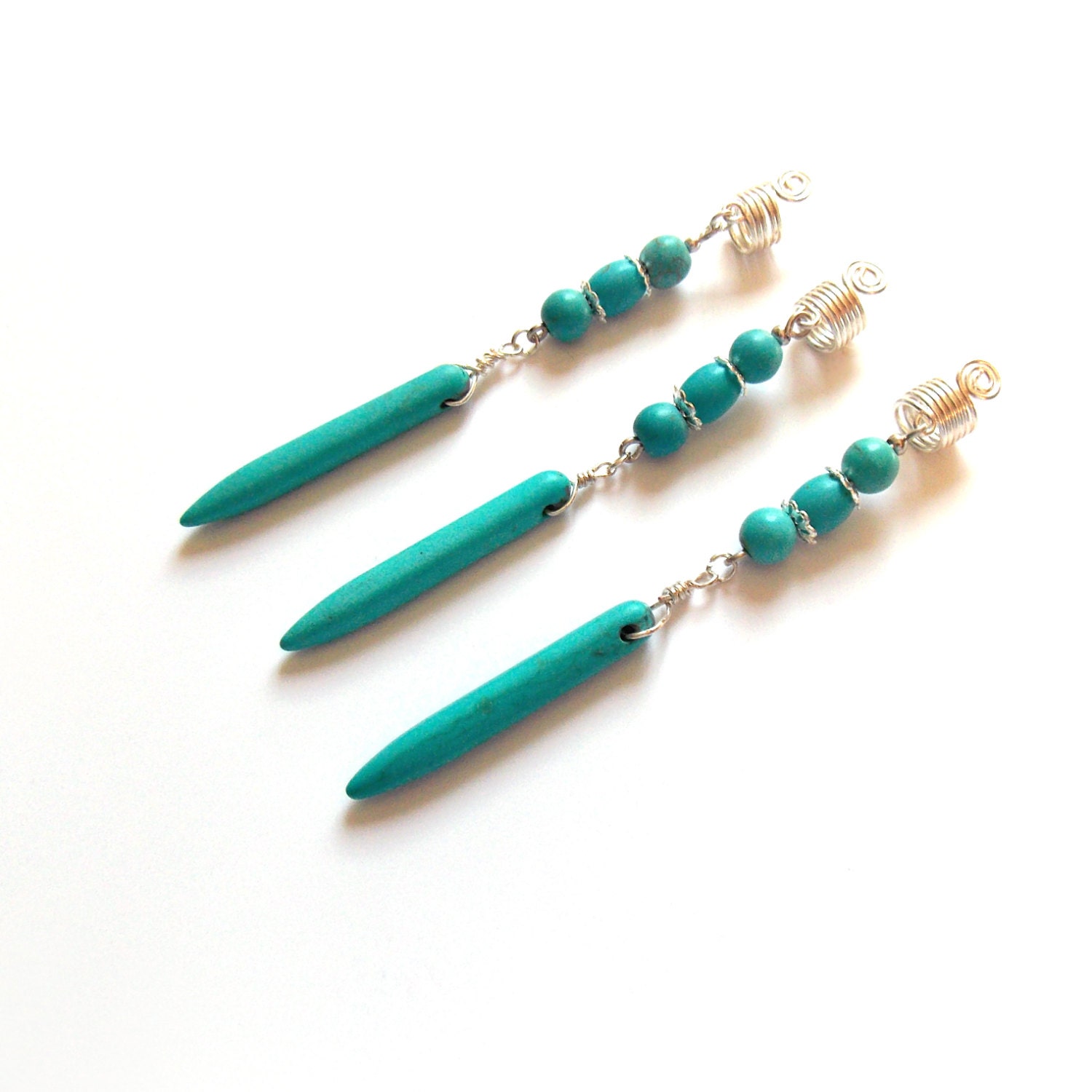 Blue hair beads 3 Charms dangle hair beads Dreadlock Jewels