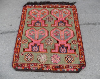 free shipping VINTAGE TURKİSH aydın kilim Anatolian handwoven kilim rug decorative kilim - SİZE : 43'' X 56'' ( 108 cm X 140 cm)
