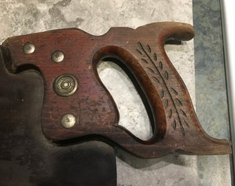 Antique Warranted Superior Hand Saw 1800 Era Wheat Pattern