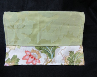 Lightweight Upholstery Green Floral Clutch | 12 1/8" L x 8 1/8" H
