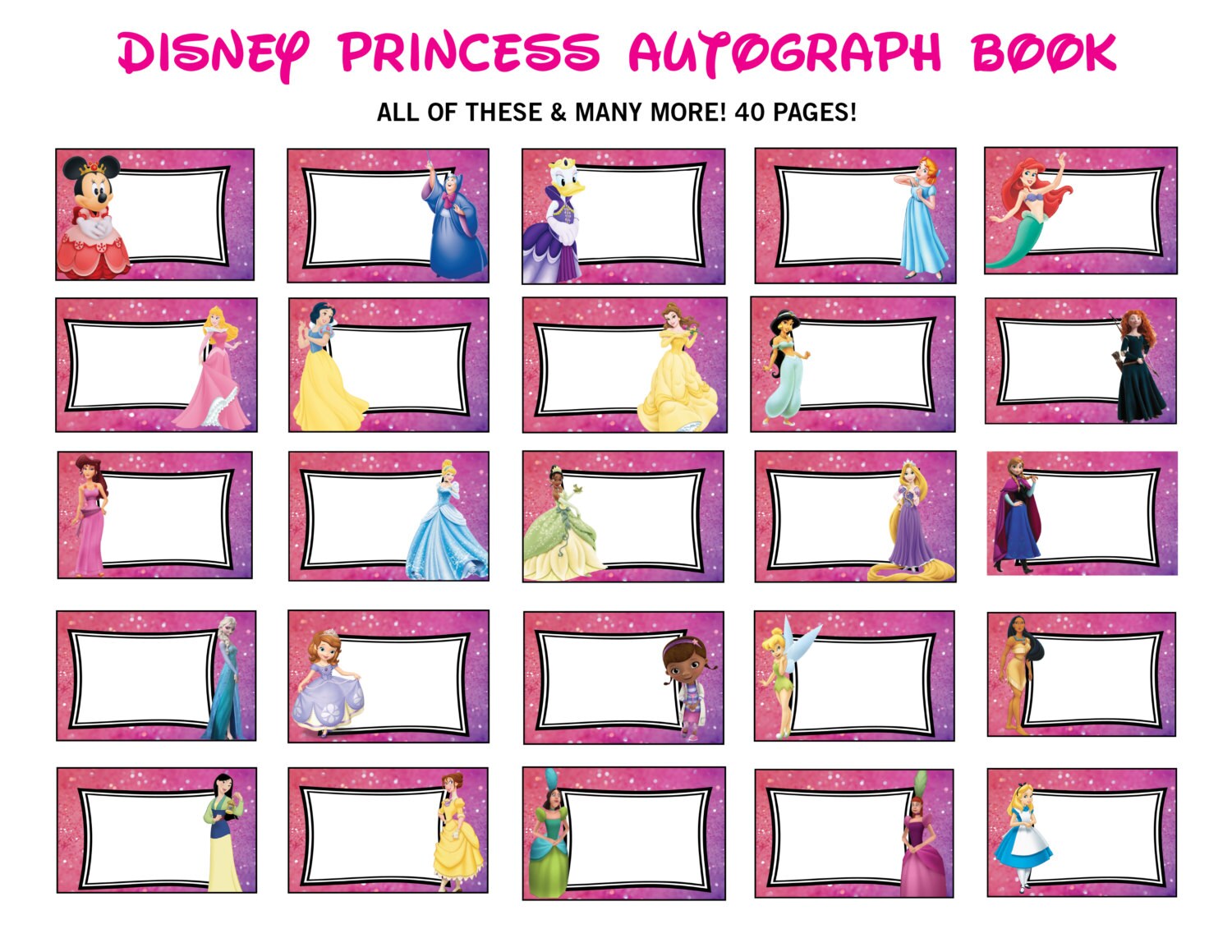 Disney Princess Autograph Book Printable Disney signature book