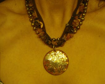 Beautiful Hand-Crafted Leather, Carnelian, Freshwater Pearl Necklace