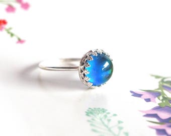 Mood Ring in Crown Sterling Silver, Medium Size, Color Changing Made to Order, Custom