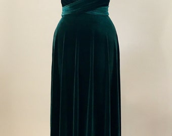 Green velvet dress, infinity dress, bridesmaid dress, prom dress, ball gown, long dress, evening dress, convertible dress, party dress